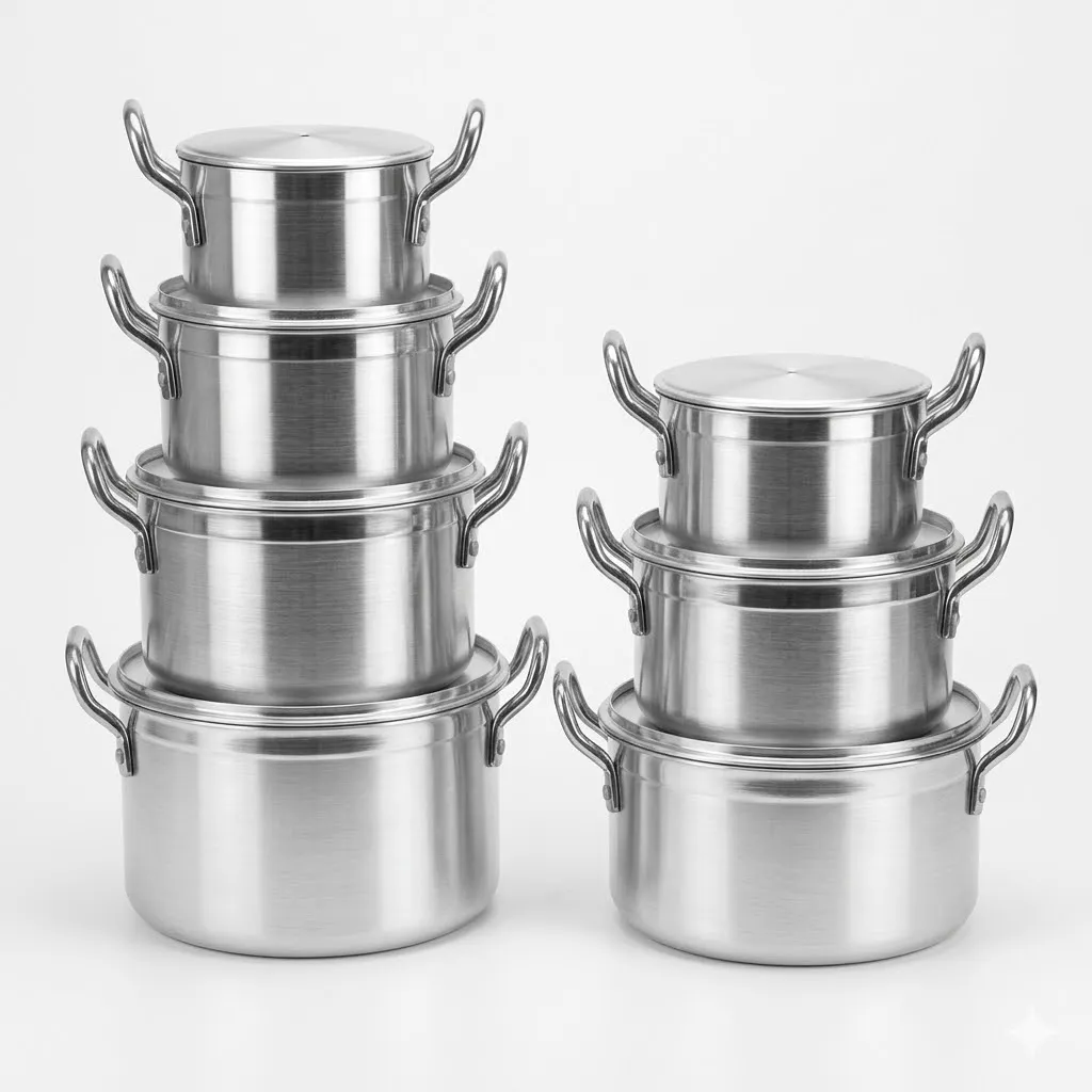 7 Set Steel Metallic Saucepans